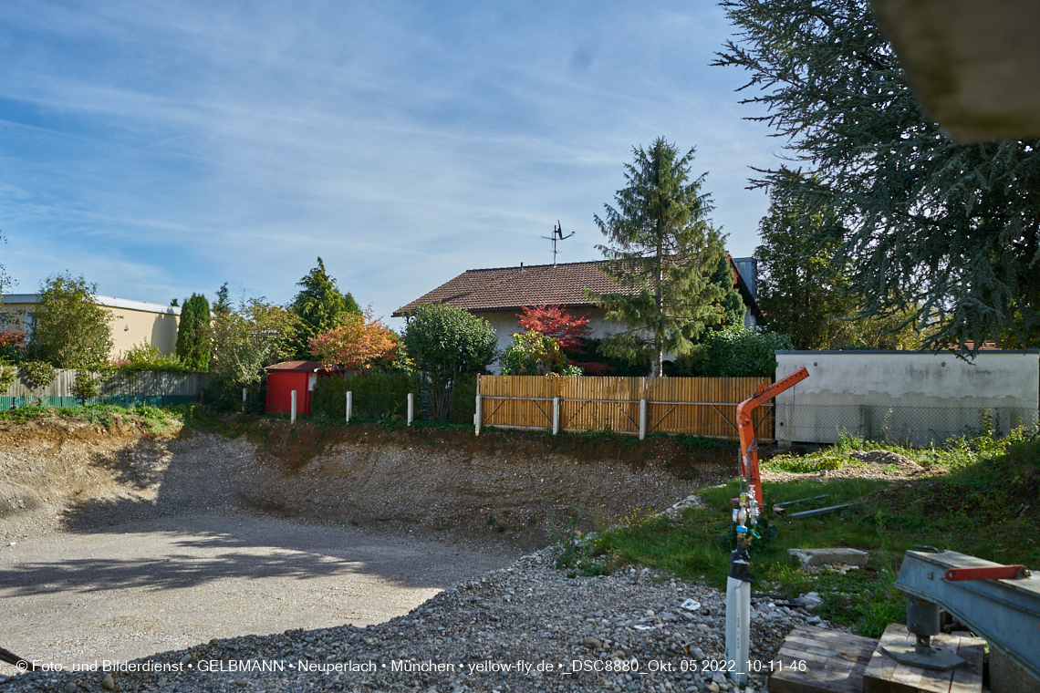 04.10.2022 - Baustelle an der Niederalmstraße 16 und Hugo-Lang-Bogen 13 in Neuperlach-Trudering